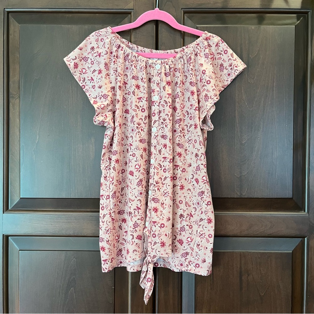 Pink Floral Flutter Top